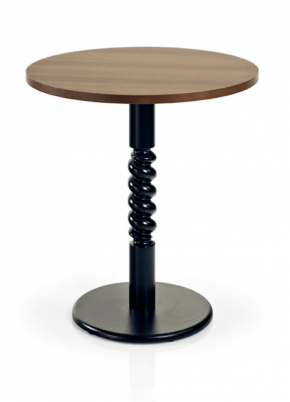 table ronde au design original acier noir et bois
