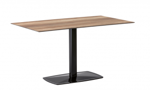 table design à pied unique en acier et bois