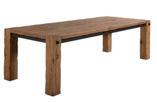 table longue rustique en bois massif clair et acier