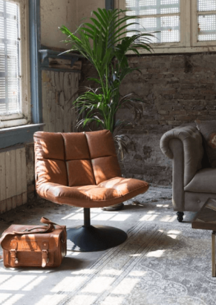 fauteuil chauffeuse en cuir vintage design original