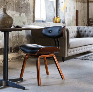 chaise basse rembourrée en cuir style vintage chic