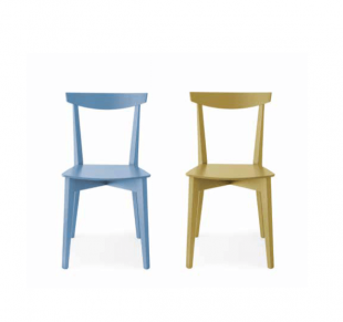 chaise en bois coloré bleu ou jaune style classique