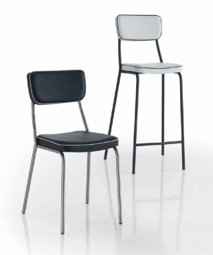 chaise et chaise haute en acier et tissu noir ou blanc 