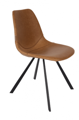 chaise design en acier et simili cuir style vintage
