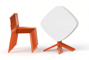 table design avec pieds en métal orange