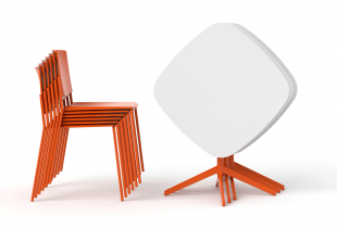 table design avec pieds en métal orange