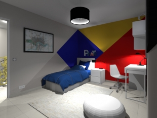 plan 3D chambre pour enfant décoration colorée