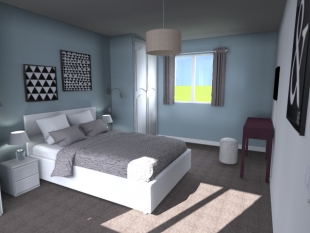 Plan 3D aménagement chambre inspiration scandinave