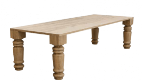 table classique en bois massif clair pieds sculptés