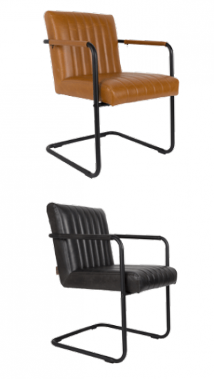 chaise design en acier et simili cuir vintage 